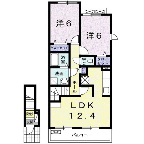 プラシードパラッツオ(2LDK/2階)の間取り写真