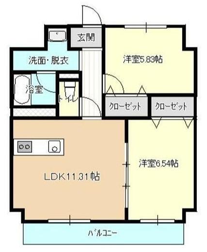 GRANP(2LDK/5階)の間取り写真