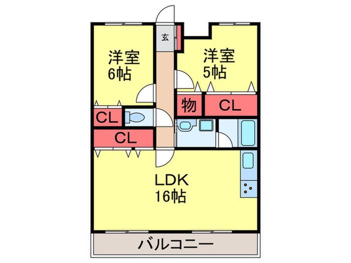 ナガハラレジデンス(2LDK/4階)の間取り写真