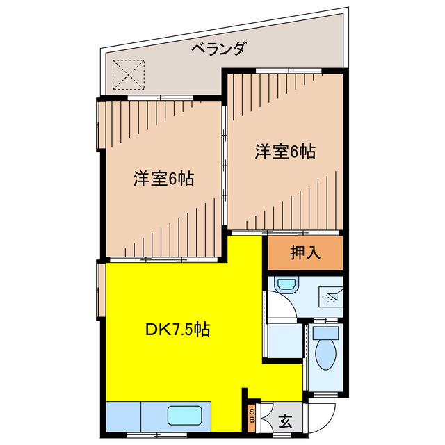 サンフラワーAKI(2DK/3階)の間取り写真