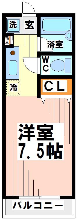 TKガーデンパレスB(1K/1階)の間取り写真