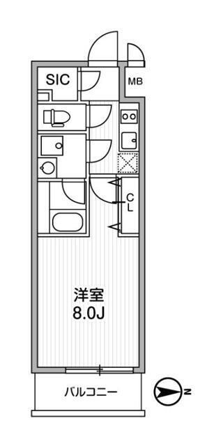 LUNIQ新御徒町I(1K/5階)の間取り写真