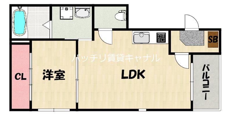 香椎2丁目アパートB(1LDK/1階)の間取り写真