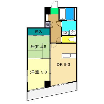 開成ビル(2DK/4階)の間取り写真