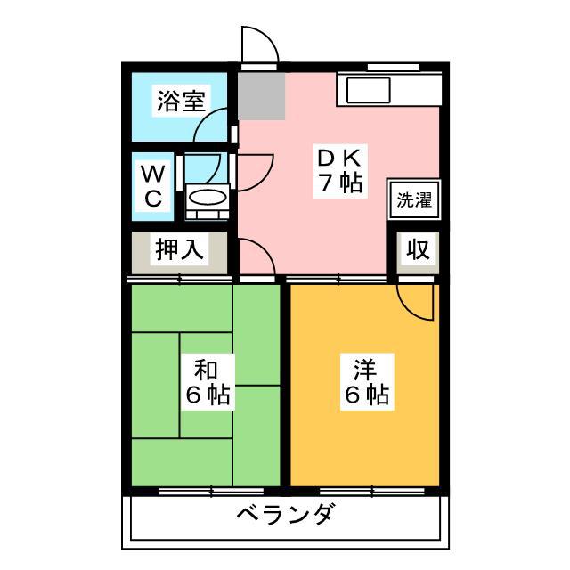 飯原コーポ(2DK/2階)の間取り写真