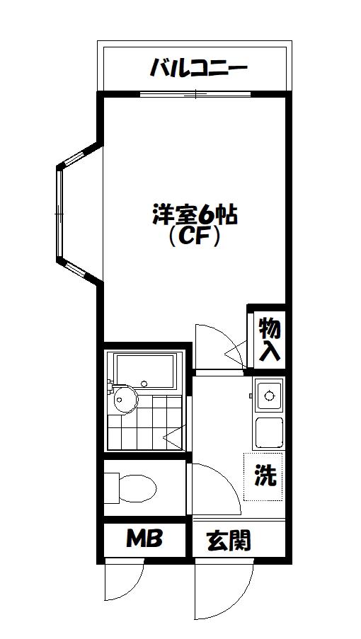 アクシス・サガミ(1K/2階)の間取り写真