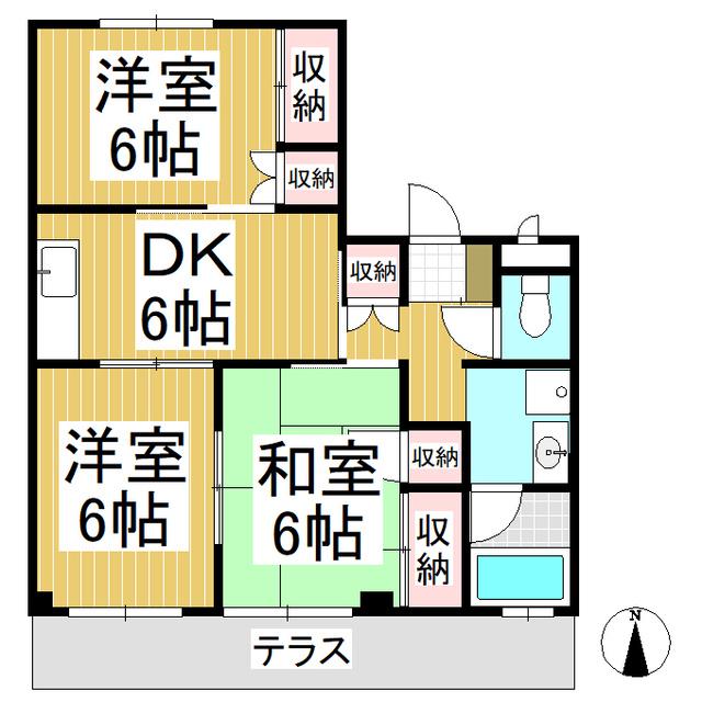 メゾン・岩渕B棟(3DK/1階)の間取り写真