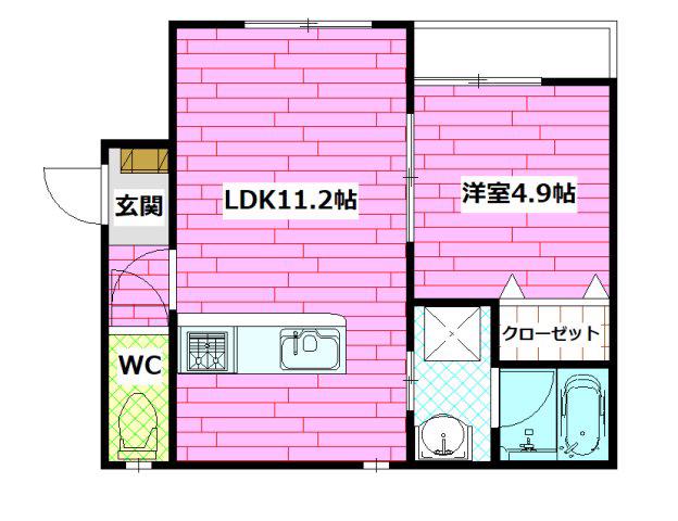 クレール緑井(1LDK/2階)の間取り写真