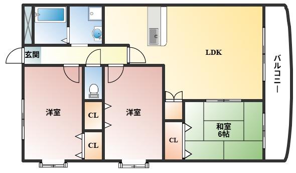 ホワイトハイツ(3LDK/2階)の間取り写真