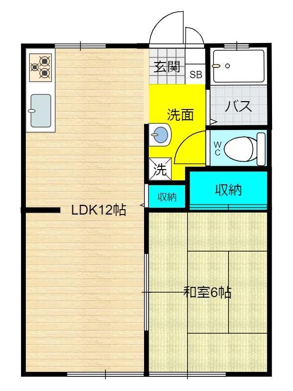名倉コーポA(1LDK/1階)の間取り写真