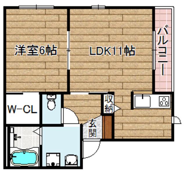 ベイサージュ和(1LDK/1階)の間取り写真