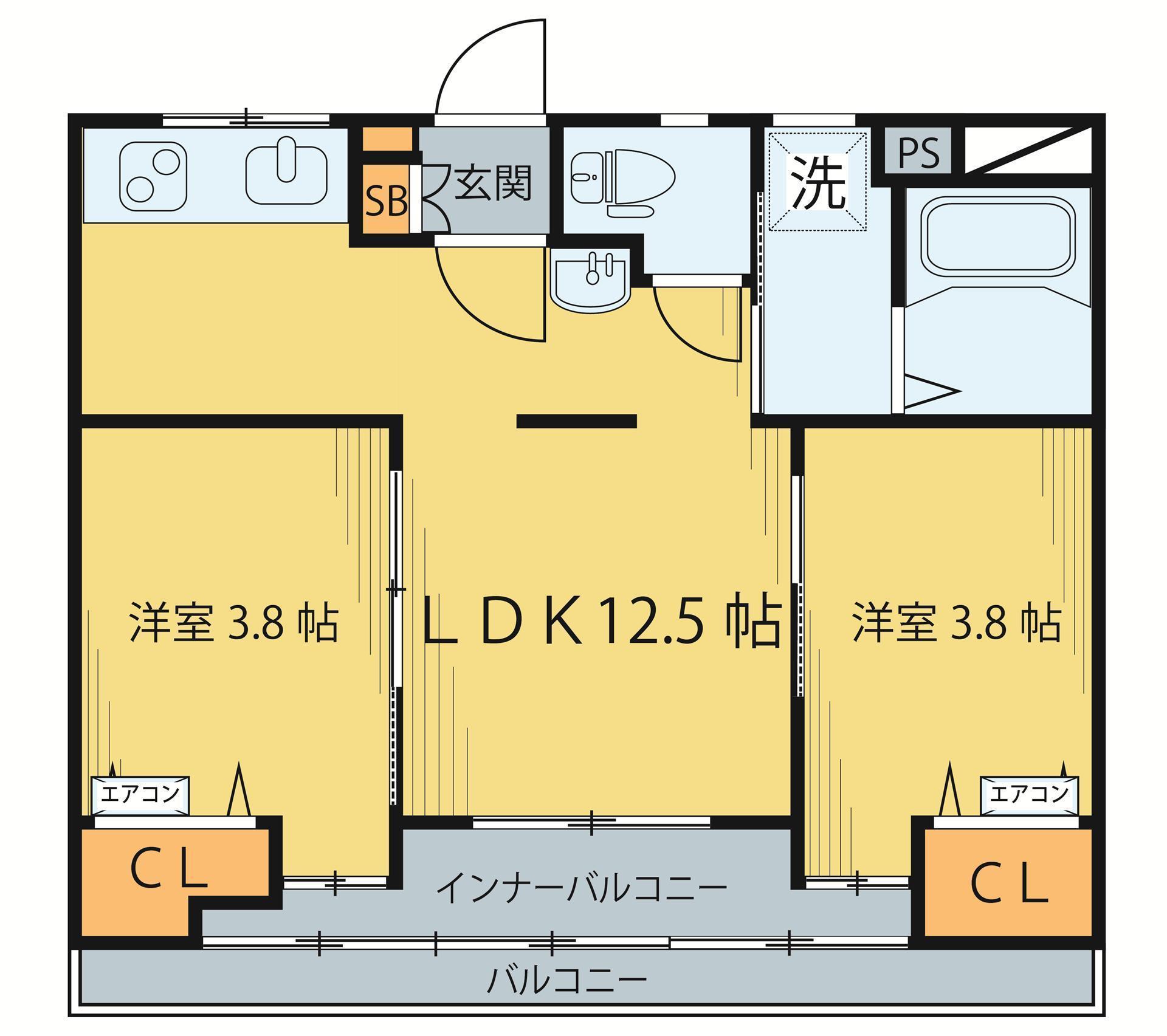 ファミール小田原(2LDK/2階)の間取り写真