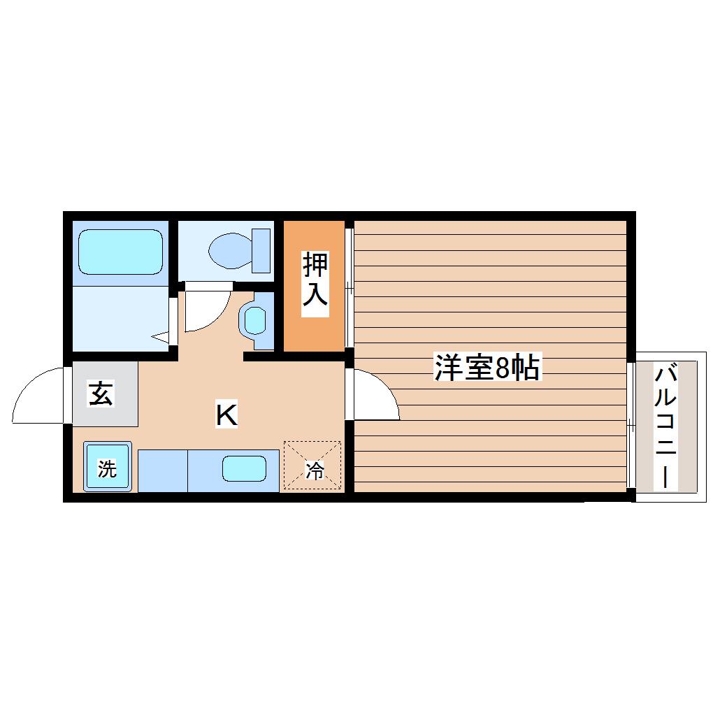 ネッスル青葉(1K/2階)の間取り写真