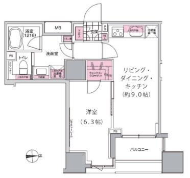 プレジリア東日本橋(1LDK/5階)の間取り写真