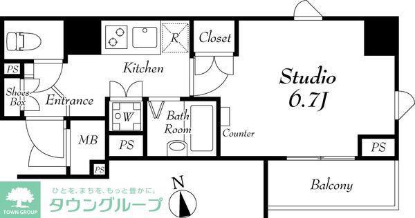アルテシモパッソ(1K/2階)の間取り写真