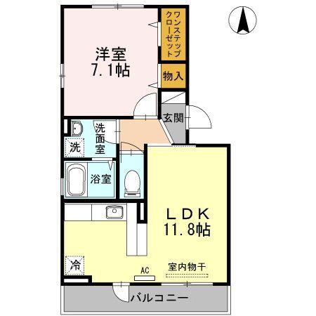 グランビアA(1LDK/3階)の間取り写真