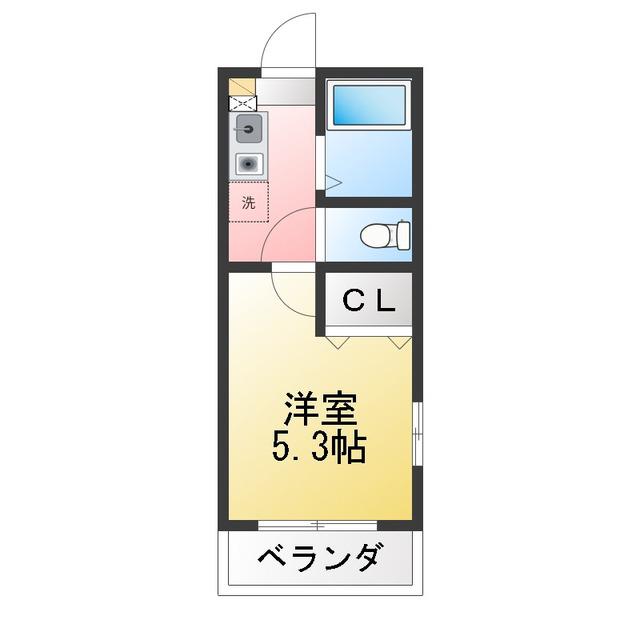 エスポワールセリカワ(1K/3階)の間取り写真