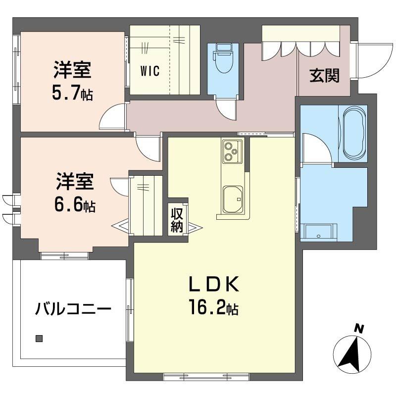 マハロ・ハレ(2LDK/2階)の間取り写真