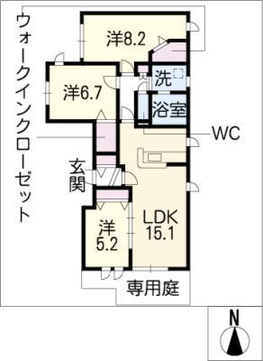 トレス覚王山(3LDK/1階)の間取り写真