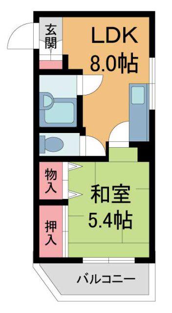 村路マンション(1LDK/2階)の間取り写真