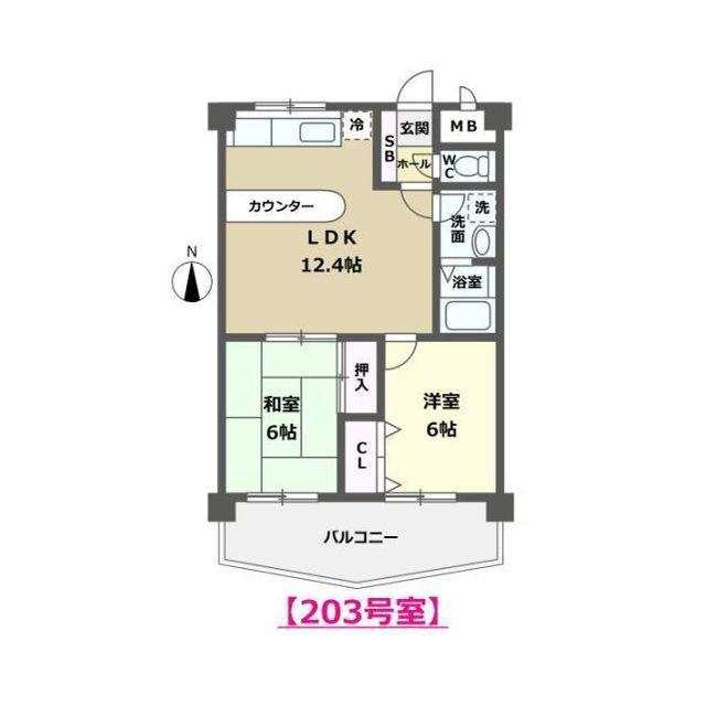 グレース中奥II(2LDK/2階)の間取り写真