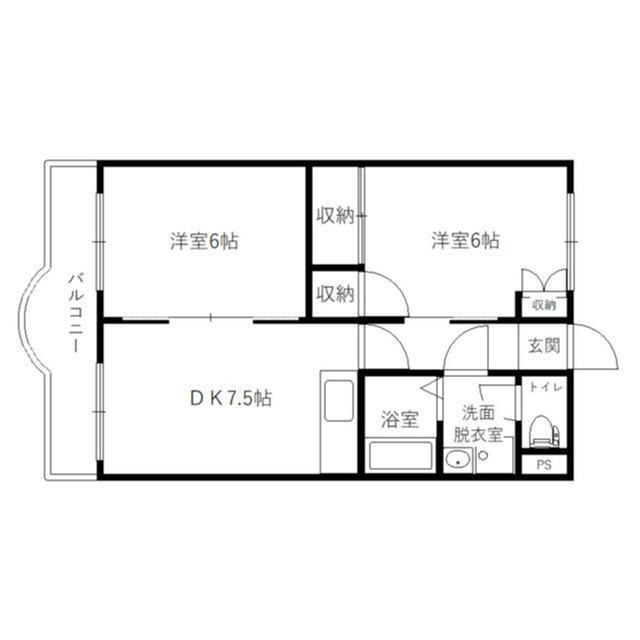 BETTER R 湊町(2DK/4階)の間取り写真