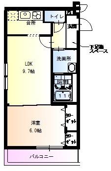 フジパレス平野II番館(1LDK/1階)の間取り写真