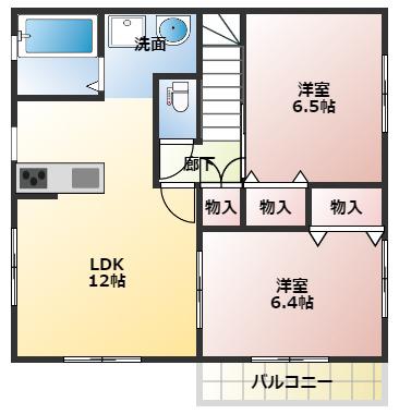 パールグラン(2LDK/2階)の間取り写真