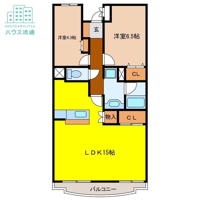 コンダクトレジデンス鳥栖(2LDK/7階)の間取り写真