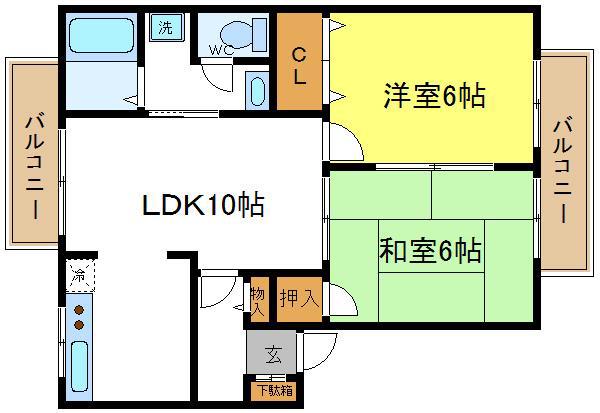 トポフィリア3番館(2DK/2階)の間取り写真