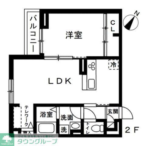 蕨市錦町4丁目 共同 南棟(1LDK/2階)の間取り写真