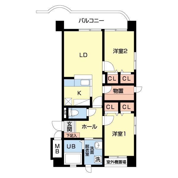 エーデルくるりII(2LDK/3階)の間取り写真