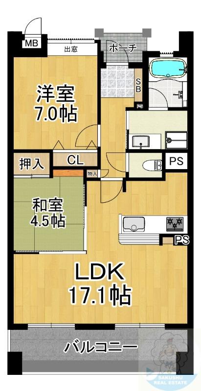 エイルマンション唐津駅前(2LDK/8階)の間取り写真