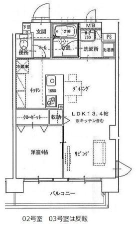 ピアグロリア東古松(1LDK/3階)の間取り写真