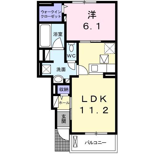 プラシードK B(1LDK/1階)の間取り写真