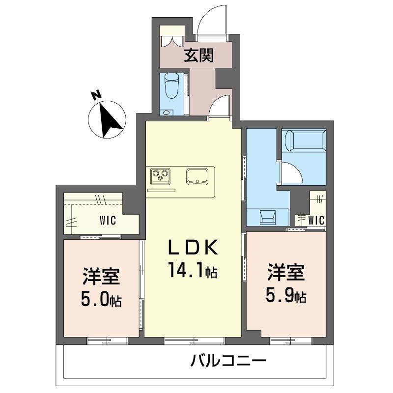 ザ グランド 自治医大(2LDK/2階)の間取り写真