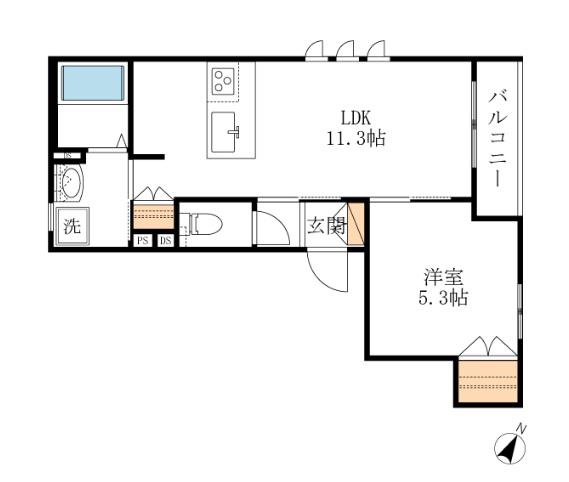 メゾンせせらぎ(1LDK/4階)の間取り写真