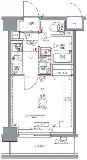 GENOVIA西川口II(1K/1階)の間取り写真