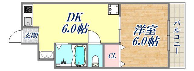 マンション富貴苑(1DK/2階)の間取り写真
