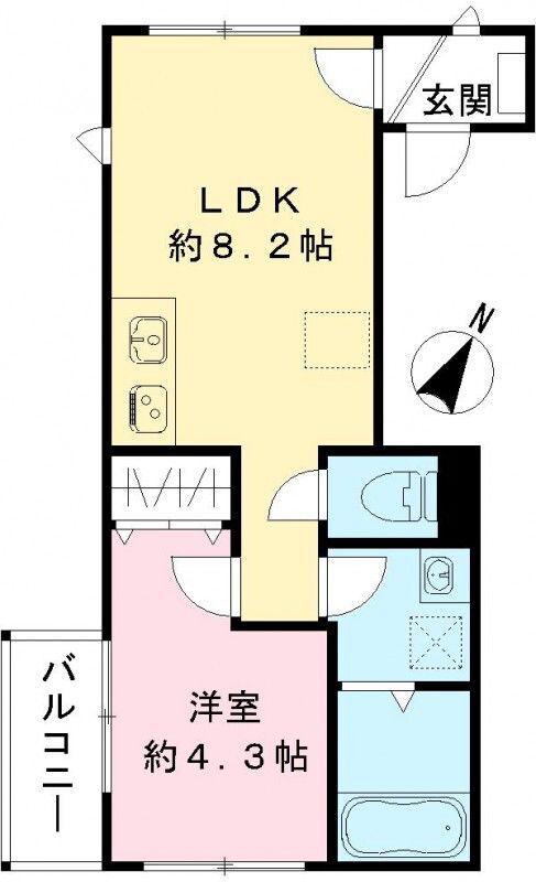 ルガロ西麻布(1LDK/2階)の間取り写真