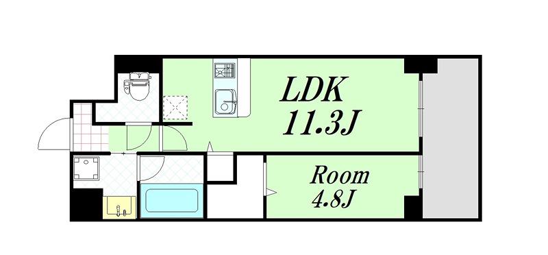 ティーズガーデン(1LDK/2階)の間取り写真