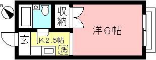 第1ヒカリハイツ(1K/2階)の間取り写真