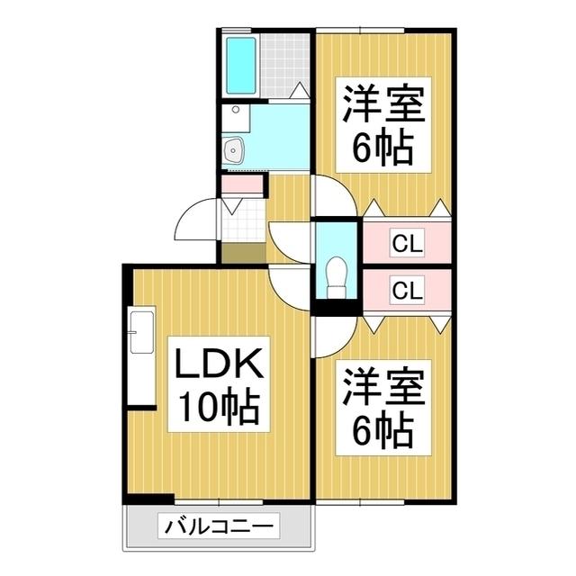 ロイヤルコート大瀬木(2LDK/1階)の間取り写真