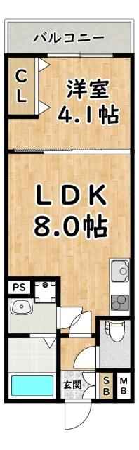 ディーポルタコンフォート(1LDK/1階)の間取り写真