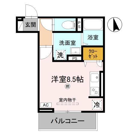 ヴェルソー石山(ワンルーム/2階)の間取り写真