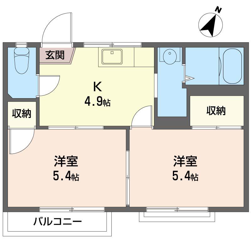 ハイツプラネット(2K/2階)の間取り写真
