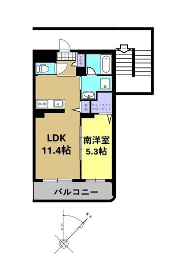 トレゾールシティガーデン(1LDK/4階)の間取り写真