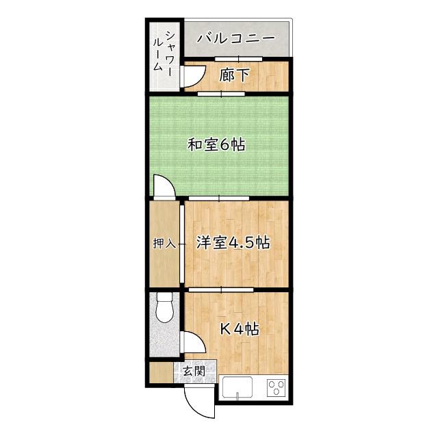 石津A棟(2K/2階)の間取り写真