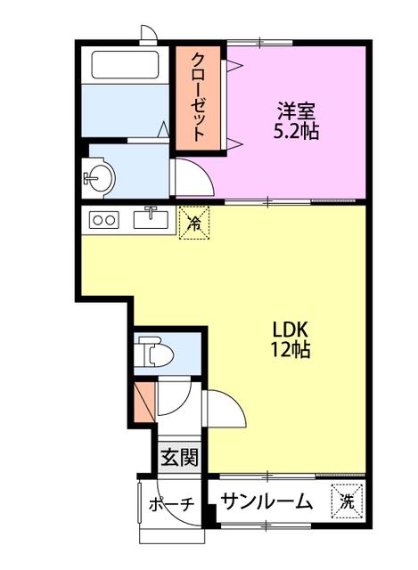 OWL1号館(1LDK/1階)の間取り写真