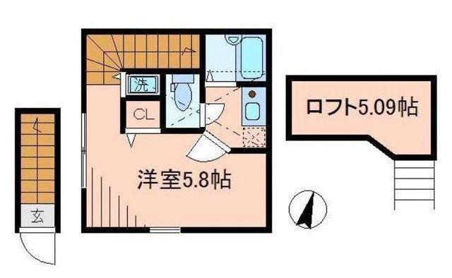 バーミープレイス阿佐ヶ谷II(1K/2階)の間取り写真